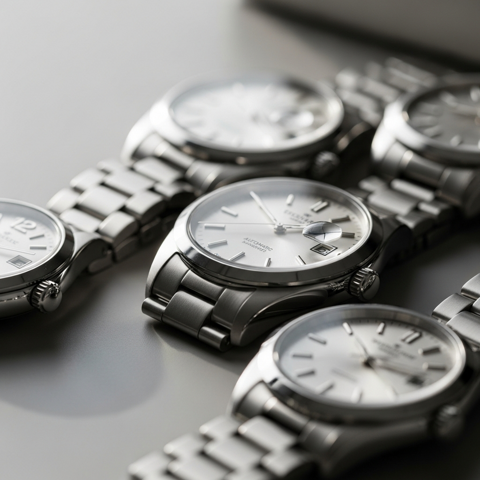 bakımlı ve parlatılmış otomatik saatlerin şık duruşunu vurgulayan fotoğraf