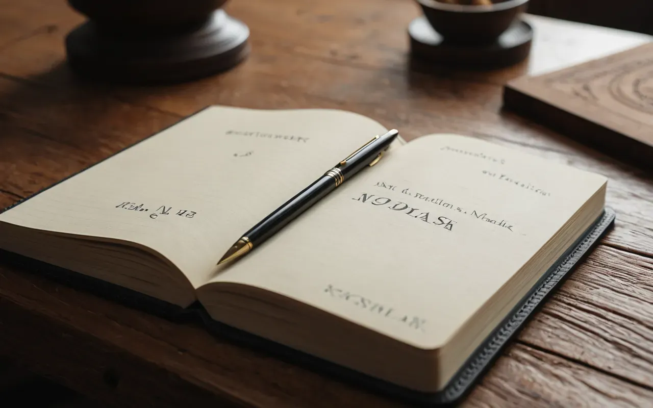 satış verisi analizi Close-up of a leather-bound notebook with pen placed beside it on a clean wooden table under natural light from the left side