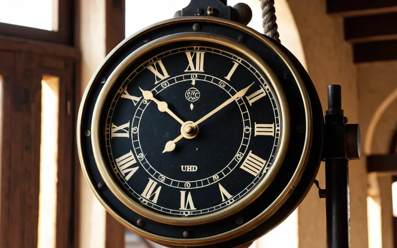 mekanik saat ağırlığı A close-up view of a heavy mechanical clock weight system with thick ropes and brass gears in warm afternoon light. The focus is on the intricate metalwork and tension of the cables, highlighting industrial craftsmanship without any human figures or text.