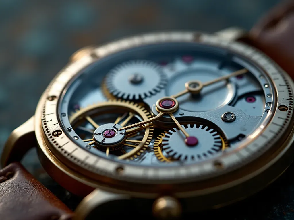 otomatik saat nedir Macro photograph of a balance wheel oscillating inside an open watch movement with visible hairspring and escapement mechanism under cool white studio light on dark matte surface