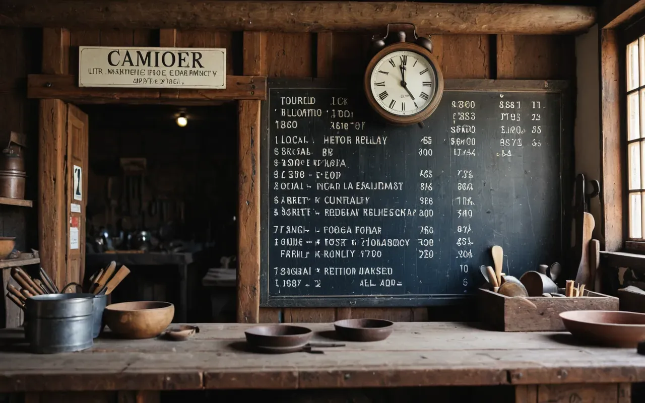 tarihi saat restorasyonu A handcrafted wooden workshop with tools and a partially restored clock on the workbench under soft daylight.